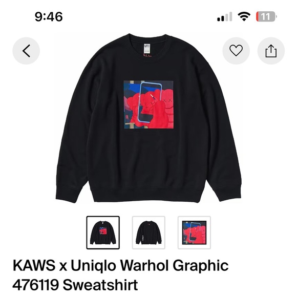 Kaws x Uniqlo Black Graphic T-Shirt - Picture 5 of 5